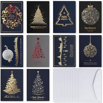 Weihnachtskarten mit Umschlägen und Einlagen – Set von 10 exclusiven Weihnachtskarten von Weihnachtskarten mit Umschlägen und Einlagen – Set von 10 exclusiven Weihnachtskarten von