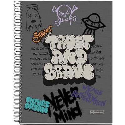 Miquelrius A4 Notizbuch, 5 mm Raster, Hardcover Notizbuch, 120 mikroperforierte Blätter, A4 mit 4 Farben zur Organisation, 70 g/m² extra mattes Papier, 4 Heftlöcher Miquelrius A4 Notizbuch, 5 mm Raster, Hardcover Notizbuch, 120 mikroperforierte Blätter, A4 mit 4 Farben zur Organisation, 70 g/m² extra mattes Papier, 4 Heftlöcher