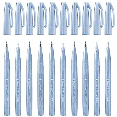 Pentel SES15C-S3X Brush Sign Pen blaugrau, Faserschreiber, pinselähnliche Spitze, 10 Stück Pentel SES15C-S3X Brush Sign Pen blaugrau, Faserschreiber, pinselähnliche Spitze, 10 Stück