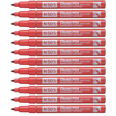 Pentel n50s Bullet Tip Permanent Marker, rot, 12 Stück) Pentel n50s Bullet Tip Permanent Marker, rot, 12 Stück)