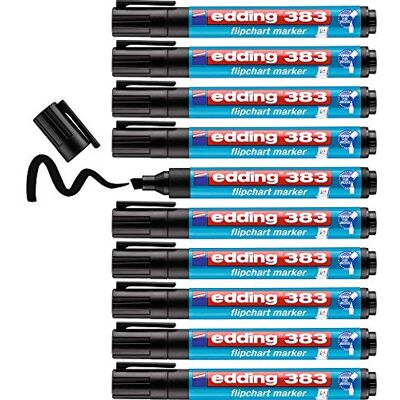 edding 383 Flipchart-Marker schwarz 10 Stifte Keilspitze 1-5 mm Stift zum Schreiben, Zeichnen und Markieren auf Flipcharts Tinte schlägt nicht durch Papier trocknet nicht aus -farbintensiv edding 383 Flipchart-Marker schwarz 10 Stifte Keilspitze 1-5 mm Stift zum Schreiben, Zeichnen und Markieren auf Flipcharts Tinte schlägt nicht durch Papier trocknet nicht aus -farbintensiv