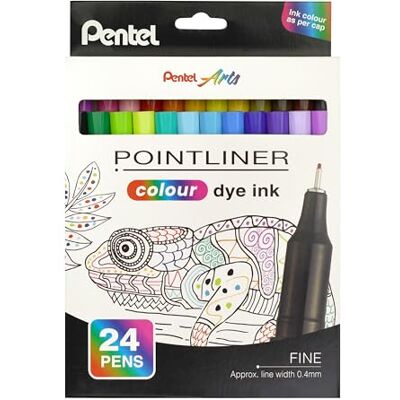 Pentel Pointliner colour S40 Fineliner dye ink, 0.4 mm, 24er Set farblich sortiert Pentel Pointliner colour S40 Fineliner dye ink, 0.4 mm, 24er Set farblich sortiert