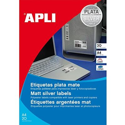 APLI 12973 Metall-Etiketten, 45,7 x 21,2 mm, 100 Blatt APLI 12973 Metall-Etiketten, 45,7 x 21,2 mm, 100 Blatt