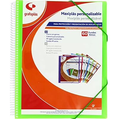 Grafoplás 39846021 Maxi-Plastik-Mappe mit Spiralbindung, 60 Hüllen, Grün, 30,8 x 24 x 22 cm Grafoplás 39846021 Maxi-Plastik-Mappe mit Spiralbindung, 60 Hüllen, Grün, 30,8 x 24 x 22 cm