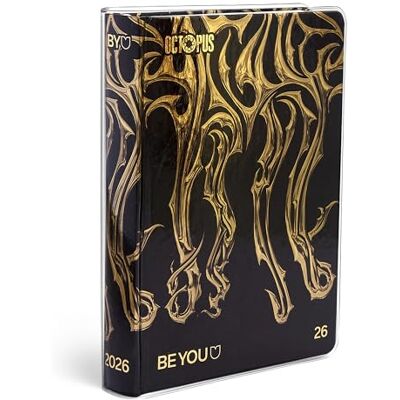 BE YOU Octopus Small, Schülerkalender 2025-2026, Kalender 12 Monate mit Datum, Format Easy 12,5 cm x 16,5 cm, transparenter Umschlag, Tagebuch mit Aufkleber und Lesezeichen, Farbe Gold BE YOU Octopus Small, Schülerkalender 2025-2026, Kalender 12 Monate mit Datum, Format Easy 12,5 cm x 16,5 cm, transparenter Umschlag, Tagebuch mit Aufkleber und Lesezeichen, Farbe Gold