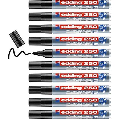 edding 250 Whiteboardmarker schwarz 10 Whiteboard Stifte Rundspitze 1,5-3 mm Boardmarker abwischbar für Whiteboard, Flipchart, Magnettafel, Pinnwand, Memoboard Sketchnotes nachfüllbar edding 250 Whiteboardmarker schwarz 10 Whiteboard Stifte Rundspitze 1,5-3 mm Boardmarker abwischbar für Whiteboard, Flipchart, Magnettafel, Pinnwand, Memoboard Sketchnotes nachfüllbar