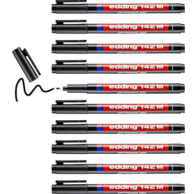 edding 142 M Permanenter Folienschreiber schwarz 10 Stifte Rundspitze 1 mm Stift zum Schreiben auf Glas, Kunststoff, Folien und glatten Oberflächen schnelltrocknend, wisch- und wasserfest edding 142 M Permanenter Folienschreiber schwarz 10 Stifte Rundspitze 1 mm Stift zum Schreiben auf Glas, Kunststoff, Folien und glatten Oberflächen schnelltrocknend, wisch- und wasserfest