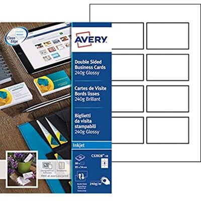 Avery Quick&Clean Visitenkarten doppelseitig bedruckbar für Tintenstrahldrucker 240 g/m² Avery Quick&Clean Visitenkarten doppelseitig bedruckbar für Tintenstrahldrucker 240 g/m²