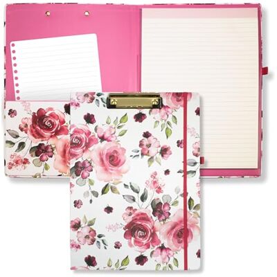 STEEL MILL AND CO. Steel Mill & Co Niedliches Klemmbrett mit nachfüllbarem, liniertem Notizblock und Innentasche, rosa Padfolio für die Arbeit, Rose Floral STEEL MILL AND CO. Steel Mill & Co Niedliches Klemmbrett mit nachfüllbarem, liniertem Notizblock und Innentasche, rosa Padfolio für die Arbeit, Rose Floral