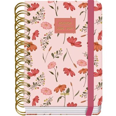 DOHE Schülerkalender 2026 2027 SEP bis JUN, Tag pro Seite, A6 (12x17 cm), Weicher Hardcover-Einband, Doppelspirale, Verschluss mit Gummiband, 2 Seiten Aufkleber, Spanisch und Englisch Belle DOHE Schülerkalender 2026 2027 SEP bis JUN, Tag pro Seite, A6 (12x17 cm), Weicher Hardcover-Einband, Doppelspirale, Verschluss mit Gummiband, 2 Seiten Aufkleber, Spanisch und Englisch Belle