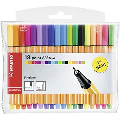 STABILO Fineliner point 88 Mini 18er Pack inkl. 5 Neonfarben STABILO Fineliner point 88 Mini 18er Pack inkl. 5 Neonfarben
