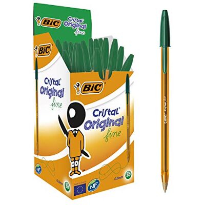 BIC 872729 Kugelschreiber Cristal Original fine (mit Kappe, 0.3 mm) Schachtel à 50 Stück, grün BIC 872729 Kugelschreiber Cristal Original fine (mit Kappe, 0.3 mm) Schachtel à 50 Stück, grün