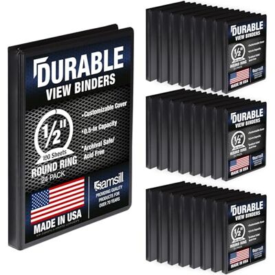 Samsill Durable 1,3 cm Binder schwarz rund Ringordner/anpassbarer Klarsichtordner/Bulk Binder 24 Stück/schwarz 3 Ringbuch/1/2 Zoll Binder Samsill Durable 1,3 cm Binder schwarz rund Ringordner/anpassbarer Klarsichtordner/Bulk Binder 24 Stück/schwarz 3 Ringbuch/1/2 Zoll Binder