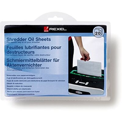 Rexel Ölblätter für Aktenvernichter, 20 Stück, A5 Format, Zur Aktenvernichter-Wartung, 2101949, Weiß Rexel Ölblätter für Aktenvernichter, 20 Stück, A5 Format, Zur Aktenvernichter-Wartung, 2101949, Weiß