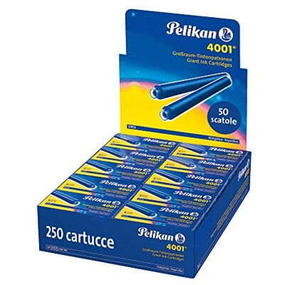 Pelikan 310748A Tintenpatronen 4001 für GTP5 Füllfederhalter, 250 Stück/50 Boxen mit je 5 großen Patronen, königsblau Pelikan 310748A Tintenpatronen 4001 für GTP5 Füllfederhalter, 250 Stück/50 Boxen mit je 5 großen Patronen, königsblau