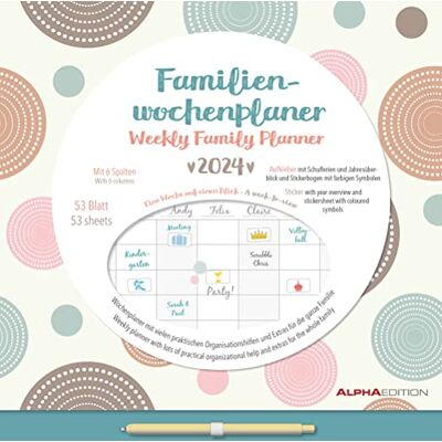Alpha Familien Wochenkalender Dots 2024 Timer, Termin-Planer, Kinder-Kalender 30,5x30,5 Alpha Familien Wochenkalender Dots 2024 Timer, Termin-Planer, Kinder-Kalender 30,5x30,5