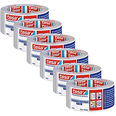 tesa 63652 ALU Band Extra Stark Alu-Klebeband mit Liner und 50 µm Aluminiumfolie Dichtungsband für metallische Oberflächen feuchtigkeitsbeständig und temperaturresistent je 25m x 5cm, 6er Pack tesa 63652 ALU Band Extra Stark Alu-Klebeband mit Liner und 50 µm Aluminiumfolie Dichtungsband für metallische Oberflächen feuchtigkeitsbeständig und temperaturresistent je 25m x 5cm, 6er Pack