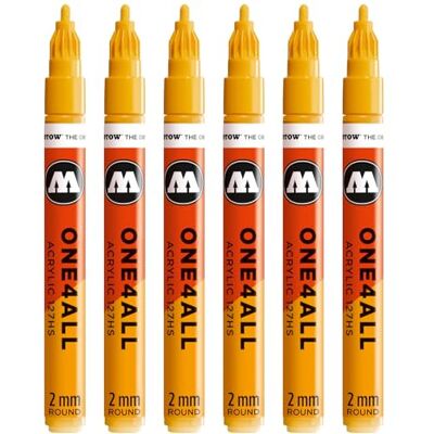 Molotow One4All 127HS Acryl Marker (2,0 mm Strichstärke, hochdeckend und permanent, schnell trocknend, nachfüllbar, für fast alle Untergründe) 6 Stück Farbe 258 senfgelb Molotow One4All 127HS Acryl Marker (2,0 mm Strichstärke, hochdeckend und permanent, schnell trocknend, nachfüllbar, für fast alle Untergründe) 6 Stück Farbe 258 senfgelb