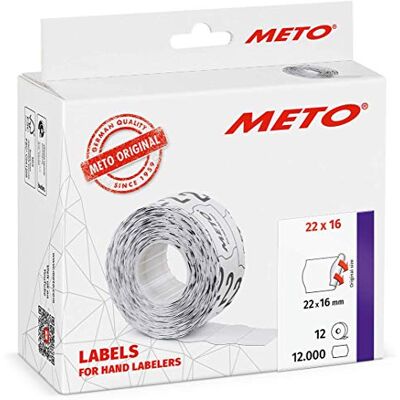 Meto Etiketten für Handauszeichner (22x16 mm, 2-zeilig, 12.000 Stück, weiß, permanent haftend, für , Contact, Sato, Avery, Tovel, Samark etc.) Meto Etiketten für Handauszeichner (22x16 mm, 2-zeilig, 12.000 Stück, weiß, permanent haftend, für , Contact, Sato, Avery, Tovel, Samark etc.)
