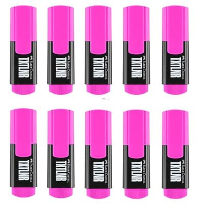 Faber-Castell Textmarker Set TXTLNR, 10 Marker Neon Pink Kompakte Highlighter mit Keilspitze Neon Pink, Textmarker Mini für Kinder und Erwachsene Faber-Castell Textmarker Set TXTLNR, 10 Marker Neon Pink Kompakte Highlighter mit Keilspitze Neon Pink, Textmarker Mini für Kinder und Erwachsene