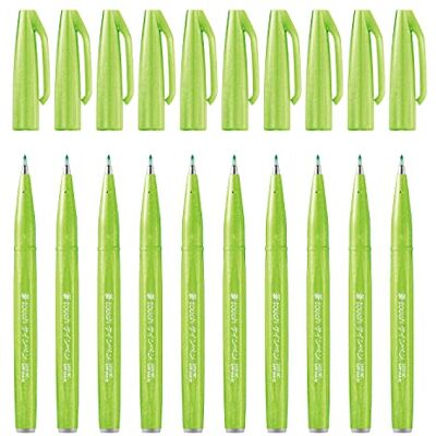 Pentel SES15C-KX Brush Sign Pen hellgrün, Faserschreiber, pinselähnliche Spitze, 10 Stück Pentel SES15C-KX Brush Sign Pen hellgrün, Faserschreiber, pinselähnliche Spitze, 10 Stück