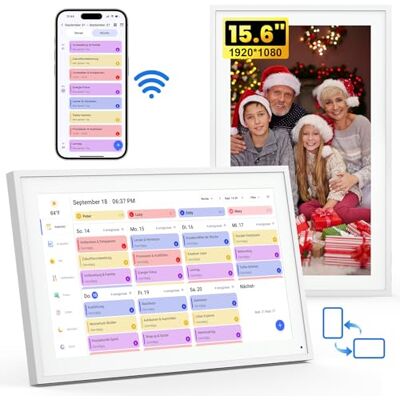 NEWYES Digitaler Familienplaner 15,6 Zoll Full HD mit Touchscreen –WLAN-Digitaler Kalender & Digitaler Fotorahmen (1920x1080), Google & iCloud Kalender Sync, APP, 32 GB, Geschenk für Frauen NEWYES Digitaler Familienplaner 15,6 Zoll Full HD mit Touchscreen –WLAN-Digitaler Kalender & Digitaler Fotorahmen (1920x1080), Google & iCloud Kalender Sync, APP, 32 GB, Geschenk für Frauen