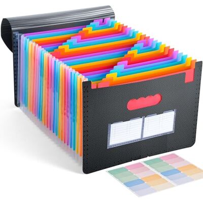 Kolamom Dokumentenmappe A4 mit 25 Fächer, Akkordeon Dokumentenmappe mit Farbe Etiketten, Regenbogen Fächermappe A4 mit Deckel, Dokumenten Organizer für Zuhause oder Büro Dokumente Kolamom Dokumentenmappe A4 mit 25 Fächer, Akkordeon Dokumentenmappe mit Farbe Etiketten, Regenbogen Fächermappe A4 mit Deckel, Dokumenten Organizer für Zuhause oder Büro Dokumente