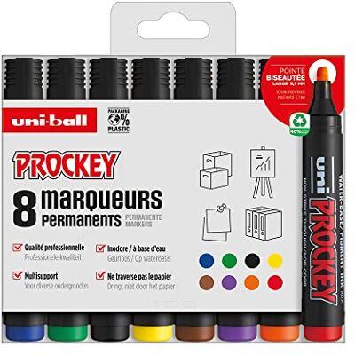 uni-ball Uni Prockey Uni Mitsubishi Pencil – Permanentmarker geruchslos PM126 – Multihalter, Wasserbasis, geruchsneutral – abgeschrägte Spitze 5,7 mm – Null-Verpackung aus Kunststoff – 8 Farben uni-ball Uni Prockey Uni Mitsubishi Pencil – Permanentmarker geruchslos PM126 – Multihalter, Wasserbasis, geruchsneutral – abgeschrägte Spitze 5,7 mm – Null-Verpackung aus Kunststoff – 8 Farben