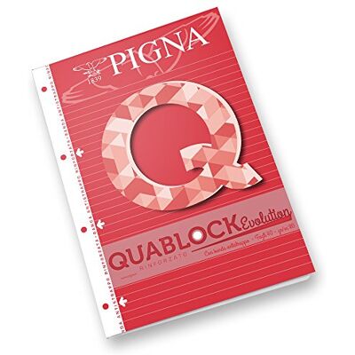 Pigna Quablock Evolutiom A4 Block, 80 g/m² Papier, 4 Löcher mit verstärktem Band, 1R innen, liniert, ideal für Schule und Büro, Ringbuchnachfüllung, 40 Blatt, 5 Stück. Pigna Quablock Evolutiom A4 Block, 80 g/m² Papier, 4 Löcher mit verstärktem Band, 1R innen, liniert, ideal für Schule und Büro, Ringbuchnachfüllung, 40 Blatt, 5 Stück.