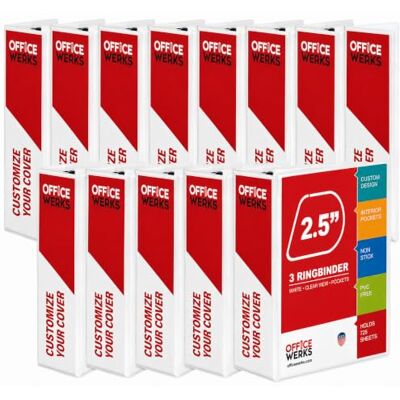 Performore Office Werks 3-Ringbuch, professioneller D-Ringbuch, 6,3 cm, 12 Präsentationsmappen für Standardseiten 8,5 x 11 mit Taschen, kristallklarer Sicht, weißer Ordner (12 Stück) Performore Office Werks 3-Ringbuch, professioneller D-Ringbuch, 6,3 cm, 12 Präsentationsmappen für Standardseiten 8,5 x 11 mit Taschen, kristallklarer Sicht, weißer Ordner (12 Stück)