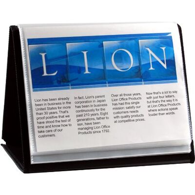 LION Löwe Display-Buch, Flip-N-Tell Display, Book-N-Easel, horizontales Format, 1 x Staffelei Buch-Display 20 Taschen Letter Schwarz LION Löwe Display-Buch, Flip-N-Tell Display, Book-N-Easel, horizontales Format, 1 x Staffelei Buch-Display 20 Taschen Letter Schwarz