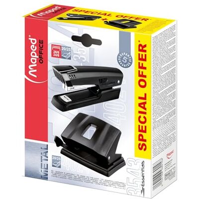 Maped 898014 Heftgerät- und Locher-Set Essentials, schwarz Maped 898014 Heftgerät- und Locher-Set Essentials, schwarz