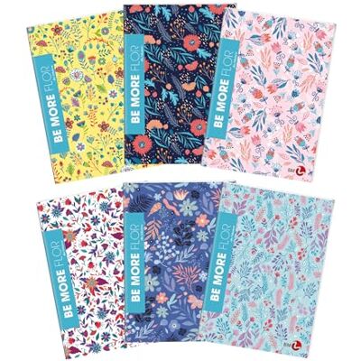 BM BeMore FLOR Maxi-Notizbücher, 4 mm, A4, kariert, ohne Rand, 10 Stück mit floralem Glitzer-Umschlag, 96 Seiten, 100 g Papier, ideal für Mittel- und Oberschulen BM BeMore FLOR Maxi-Notizbücher, 4 mm, A4, kariert, ohne Rand, 10 Stück mit floralem Glitzer-Umschlag, 96 Seiten, 100 g Papier, ideal für Mittel- und Oberschulen