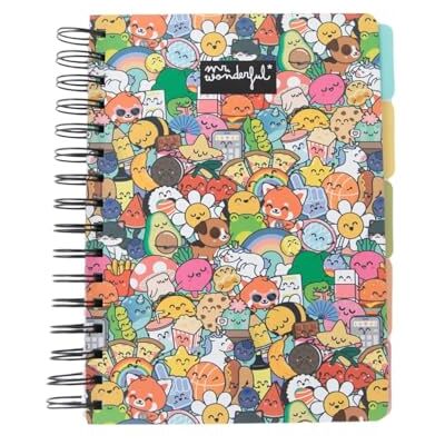 Mr. Wonderful A5-Notizbuch mit Trennblättern, Hardcover, Spiralbindung, Wonder-Figuren, 160 karierte Seiten Mr. Wonderful A5-Notizbuch mit Trennblättern, Hardcover, Spiralbindung, Wonder-Figuren, 160 karierte Seiten