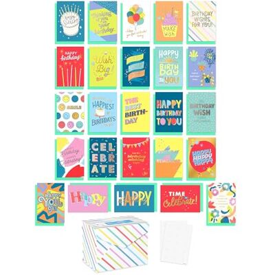 American Greetings Geburtstagskarten-Sortiment mit 25 Stück, mit Umschlägen, Siegeln und Aufbewahrungsbox (Celebrate) American Greetings Geburtstagskarten-Sortiment mit 25 Stück, mit Umschlägen, Siegeln und Aufbewahrungsbox (Celebrate)