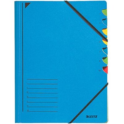 Leitz 39070035 Ordnungsmappe, 7 Fächer, Colorspankarton, blau Leitz 39070035 Ordnungsmappe, 7 Fächer, Colorspankarton, blau