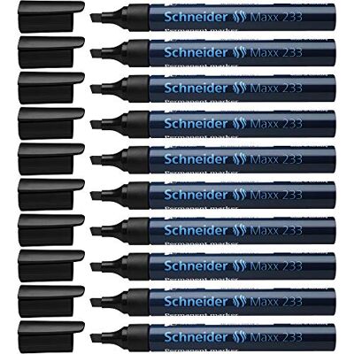 Schneider Maxx 233 Permanent-Marker mit Keilspitze (nachfüllbar, Cap-Off-Ink, Aluminiumschaft, 1 5 mm) 10er Packung schwarz Schneider Maxx 233 Permanent-Marker mit Keilspitze (nachfüllbar, Cap-Off-Ink, Aluminiumschaft, 1 5 mm) 10er Packung schwarz