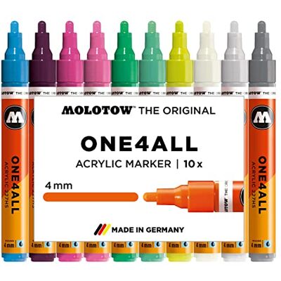 Molotow One4All 227HS Acryl Marker Basic-Set 3 (4,0 mm Strichstärke, hochdeckend und permanent, UV-beständig, für fast alle Untergründe) 10 Stück sortiert Molotow One4All 227HS Acryl Marker Basic-Set 3 (4,0 mm Strichstärke, hochdeckend und permanent, UV-beständig, für fast alle Untergründe) 10 Stück sortiert