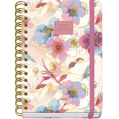 DOHE Schülerkalender 2026 2027 SEP bis JUN, Tag pro Seite, A5 (15x21 cm), Weicher Hardcover-Einband, Doppelspirale, Verschluss mit Gummiband, 2 Seiten Aufkleber, Spanisch und Englisch Magnolia DOHE Schülerkalender 2026 2027 SEP bis JUN, Tag pro Seite, A5 (15x21 cm), Weicher Hardcover-Einband, Doppelspirale, Verschluss mit Gummiband, 2 Seiten Aufkleber, Spanisch und Englisch Magnolia