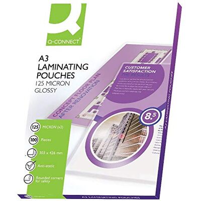 Q-Connect KF04124 Laminiertaschen A3 125 Mikron 100 Stück Q-Connect KF04124 Laminiertaschen A3 125 Mikron 100 Stück