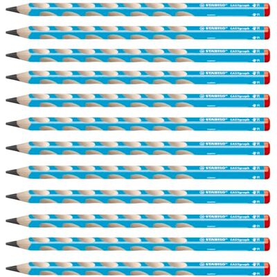 STABILO Ergonomischer Dreikant-Bleistift für Rechtshänder EASYgraph in blau 12er Pack Härtegrad HB STABILO Ergonomischer Dreikant-Bleistift für Rechtshänder EASYgraph in blau 12er Pack Härtegrad HB