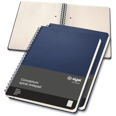 Sigel CO826 Premium Spiralblock A5 kariert, dunkelblau, 80 Blatt, sehr stabiler Hardcover-Einband, 3er Pack, Einsteckfach, aus nachhaltigem Papier, Conceptum Notizblock Sigel CO826 Premium Spiralblock A5 kariert, dunkelblau, 80 Blatt, sehr stabiler Hardcover-Einband, 3er Pack, Einsteckfach, aus nachhaltigem Papier, Conceptum Notizblock