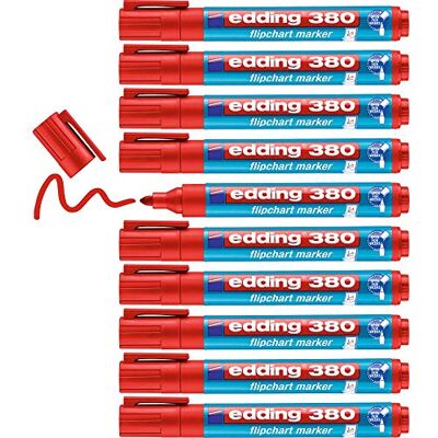edding 380 Flipchart-Marker rot 10 Stifte Rundspitze 1,5-3 mm Stift zum Schreiben, Zeichnen und Markieren auf Flipcharts Tinte schlägt nicht durch Papier trocknet nicht aus farbintensiv edding 380 Flipchart-Marker rot 10 Stifte Rundspitze 1,5-3 mm Stift zum Schreiben, Zeichnen und Markieren auf Flipcharts Tinte schlägt nicht durch Papier trocknet nicht aus farbintensiv