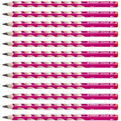 STABILO Ergonomischer Dreikant-Bleistift für Rechtshänder EASYgraph in pink 12er Pack Härtegrad 2B STABILO Ergonomischer Dreikant-Bleistift für Rechtshänder EASYgraph in pink 12er Pack Härtegrad 2B