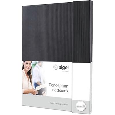 Sigel CO151 Premium Notizbuch A4 kariert schwarz, Hardcover, 194 nummerierte Seiten, Magnetverschluss, nachhaltiges Papier, mit Inhaltsverzeichnis, Stiftschlaufe, Falttasche, Conceptum Sigel CO151 Premium Notizbuch A4 kariert schwarz, Hardcover, 194 nummerierte Seiten, Magnetverschluss, nachhaltiges Papier, mit Inhaltsverzeichnis, Stiftschlaufe, Falttasche, Conceptum