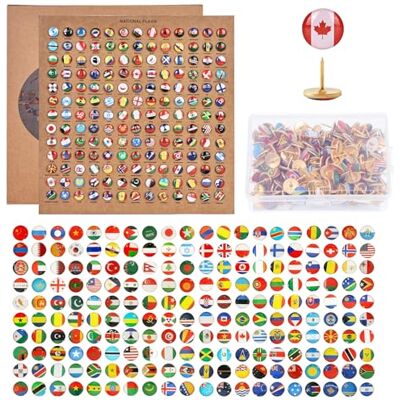 LEKEFETO Dekorative Reißnagel 291 Stück Nationale Flagge Reißzwecken mit Korkplatten Metall Push Pins für DIY Bulletin Board LEKEFETO Dekorative Reißnagel 291 Stück Nationale Flagge Reißzwecken mit Korkplatten Metall Push Pins für DIY Bulletin Board