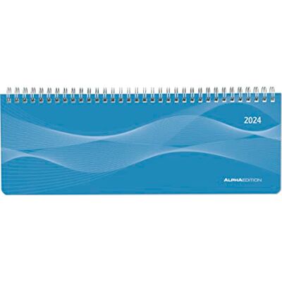 Alpha Tisch-Querkalender PP-Cover blau 2024 Büro-Planer 29,7x10,5 cm Tisch-Kalender 1 Woche 2 Seiten Ringbindung Alpha Tisch-Querkalender PP-Cover blau 2024 Büro-Planer 29,7x10,5 cm Tisch-Kalender 1 Woche 2 Seiten Ringbindung