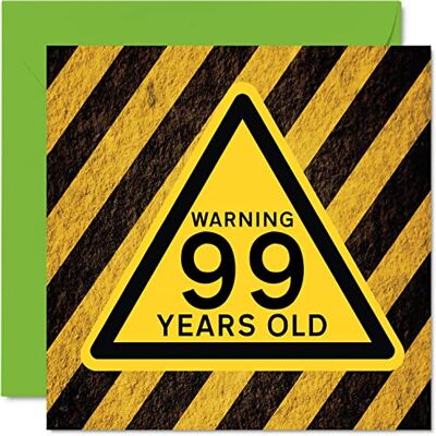 Stuff4 Lustige Geburtstagskarte zum 99. Geburtstag für Männer und Frauen – Warnung – Happy Birthday Karte für Großvater, Opa, Kindermädchen, Oma, Oma, Oma, Papa, Mama, 145 mm x 145 mm Stuff4 Lustige Geburtstagskarte zum 99. Geburtstag für Männer und Frauen – Warnung – Happy Birthday Karte für Großvater, Opa, Kindermädchen, Oma, Oma, Oma, Papa, Mama, 145 mm x 145 mm