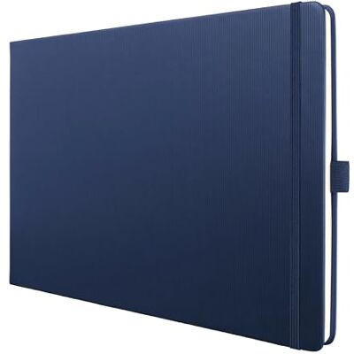 Sigel CO202 Premium Notizbuch A4 quer blanko dunkelblau, Hardcover, 132 perforierte Seiten, nachhaltiges Papier, Stiftschlaufe, Quickpocket, Gummibandverschluss, Conceptum Sigel CO202 Premium Notizbuch A4 quer blanko dunkelblau, Hardcover, 132 perforierte Seiten, nachhaltiges Papier, Stiftschlaufe, Quickpocket, Gummibandverschluss, Conceptum