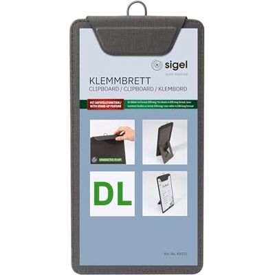 Sigel KB112 Klemmbrett DIN lang anthrazit, mit Aufstellfunktion, stabiles, stylisches Clipboard mit edler Leinenstruktur, strapazierfähig und leicht abwischbar, für Speisekarten Sigel KB112 Klemmbrett DIN lang anthrazit, mit Aufstellfunktion, stabiles, stylisches Clipboard mit edler Leinenstruktur, strapazierfähig und leicht abwischbar, für Speisekarten